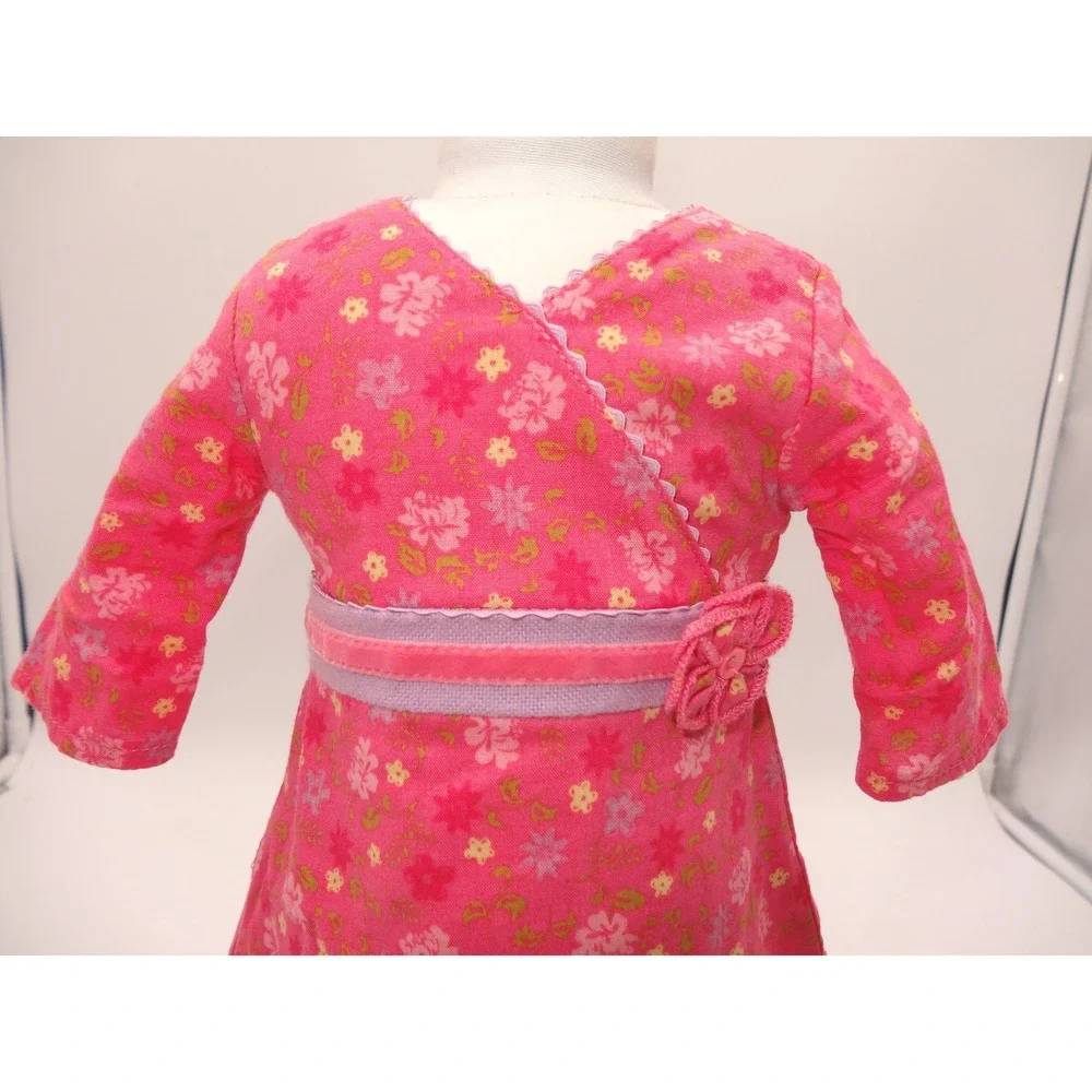 American Girl Doll Chrissa Maxwell Meet Dress Pink Floral Long Sleeve Outfit